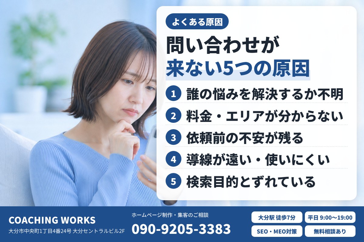 問い合わせにつながらないホームページの5つの原因