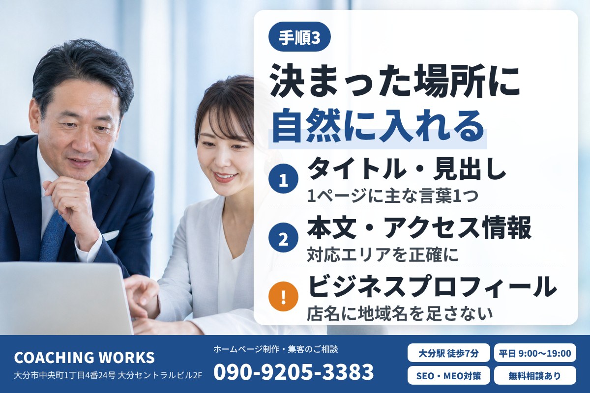 キーワードを入れる場所と書き方