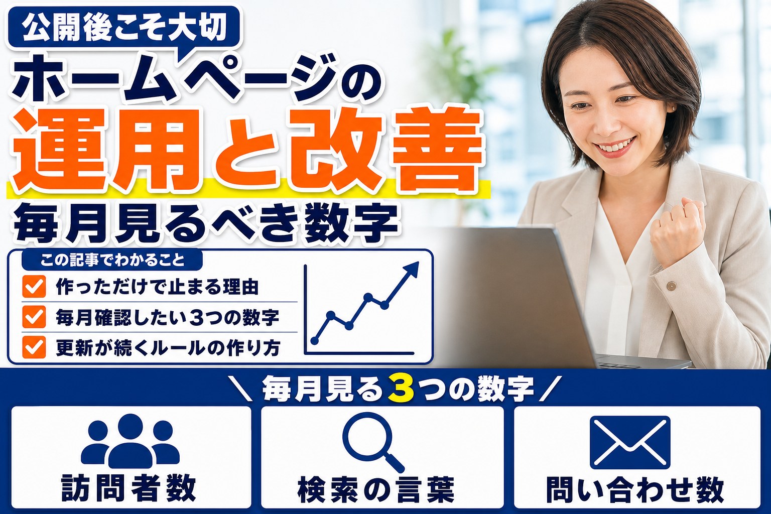 ホームページ公開後の運用と改善|更新が続く仕組みと毎月見るべき数字